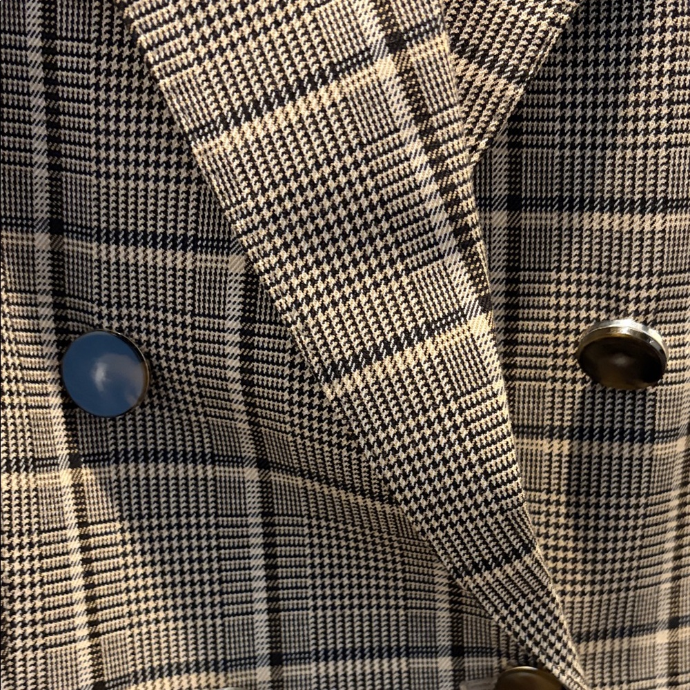 Reiss Brown Plaid Double-Breasted Blazer - Picture 3 of 6